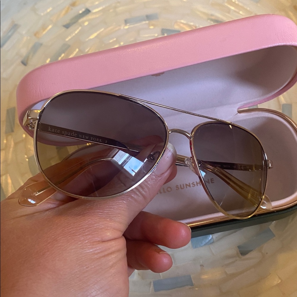 Kate Spade Women's Sunglasses Gold Black Metal Aviator Frame AVALINE2/S 0RHL HA - Picture 2 of 12